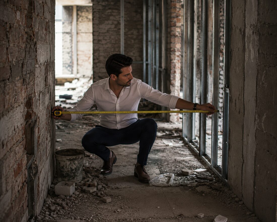 Arquitecto en visita a terreno / obra