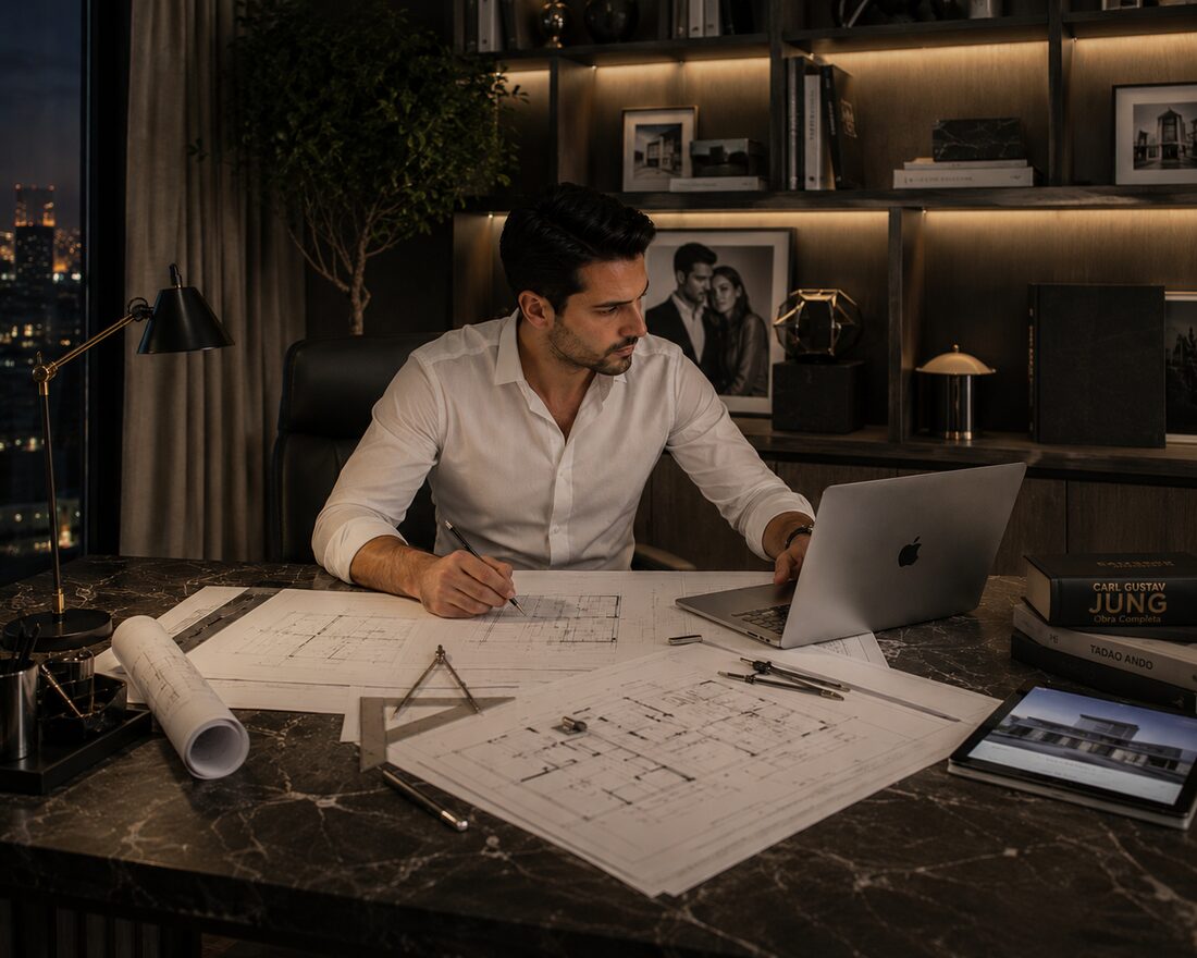 Arquitecto trabajando en el desarrollo de un proyecto